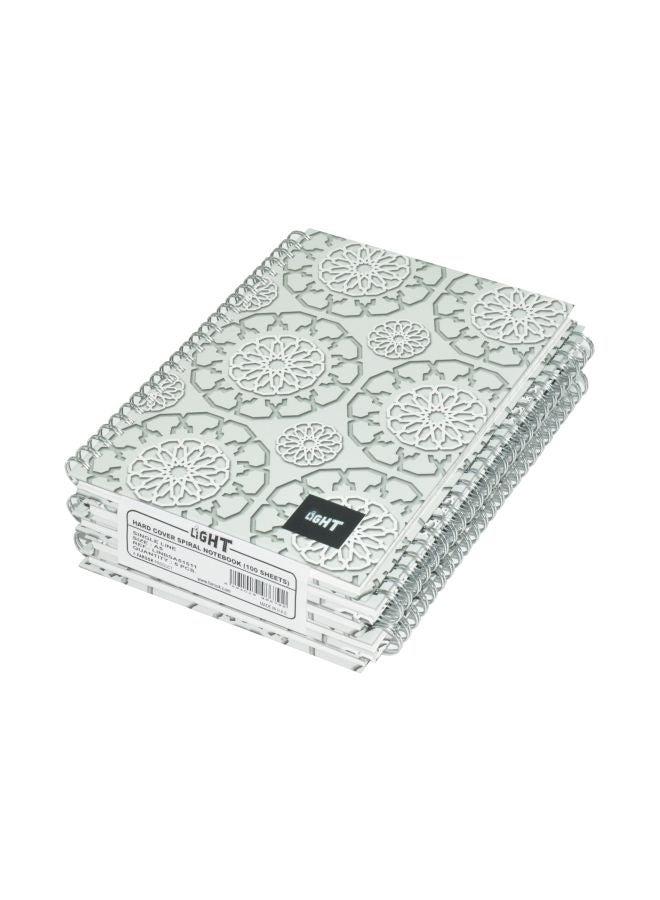 Light 5-Piece Spiral Hard Cover Notebook White 