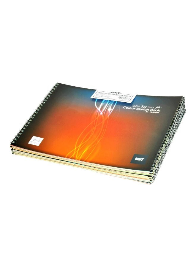 Light 12-Piece A4 Spiral Bound Sketch Book Orange/Black/White 