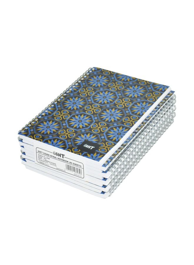 لايت دفتر حلزوني قياس A5 بغلاف ناعم من 10 قطع متعدد الألوان