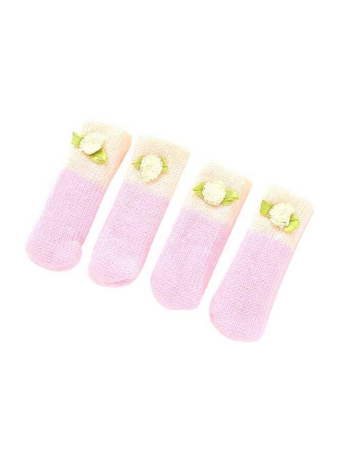 4-Piece Chair Leg Cover Pink/Green 10x4cm