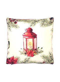 Alwan Old Fashioned Lamp Printed Cushion Cover Beige/Green/Red 40x40cm  - Image 1