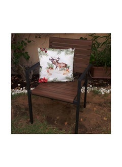 Alwan Reindeers Printed Cushion Cover Beige/Red/Green 40x40cm  - Image 4