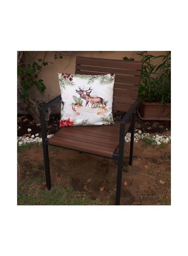 ألوان غطاء وسادة بتصميم مطبوع عليه رسمة حيوانات الرنة بيج / أحمر/أخضر 40x40سم - Image 4