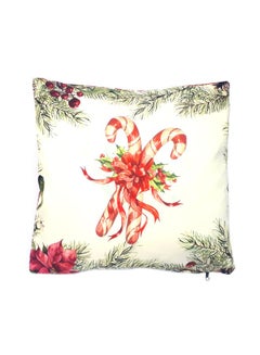 Alwan Candy Sticks Printed Cushion Cover Beige/Red/Green 40x40cm  - Image 1
