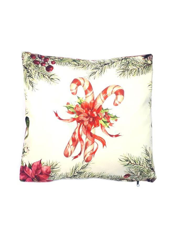 Alwan Candy Sticks Printed Cushion Cover Beige/Red/Green 40x40cm - Image 1