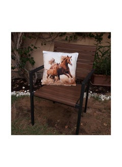 Alwan Horses Printed Cushion Cover Brown/White/Black 40x40cm  - Image 4