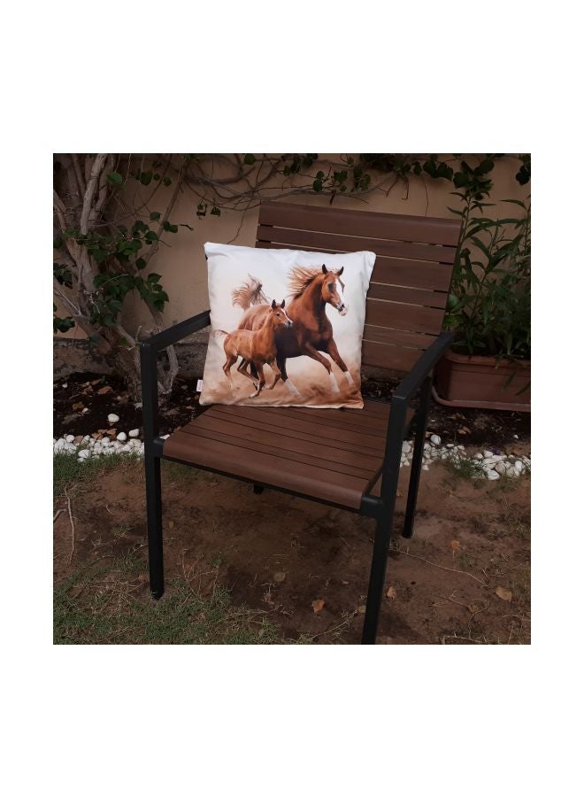 Alwan Horses Printed Cushion Cover Brown/White/Black 40x40cm - Image 4