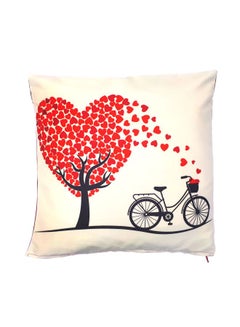 Alwan Tree Of Hearts Printed Cushion Cover Beige/Red/Black 40x40cm  - Image 1