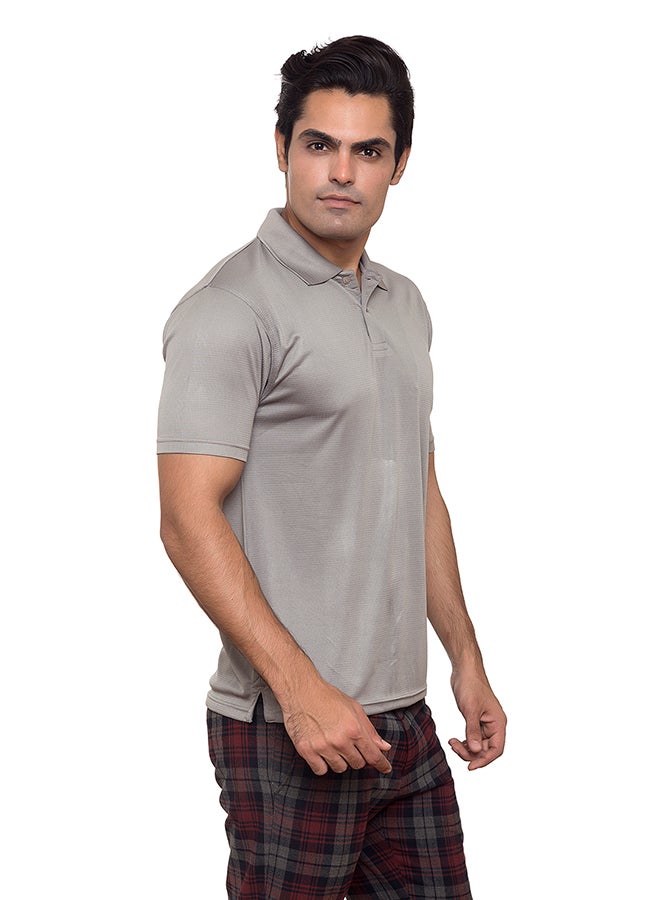 SANTHOME - Solid Design Short Sleeves T-Shirt Grey - Image 1