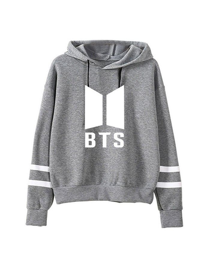 هودي كاجوال مُزين بشعار حفل فريق BTS رمادي  - Image 1