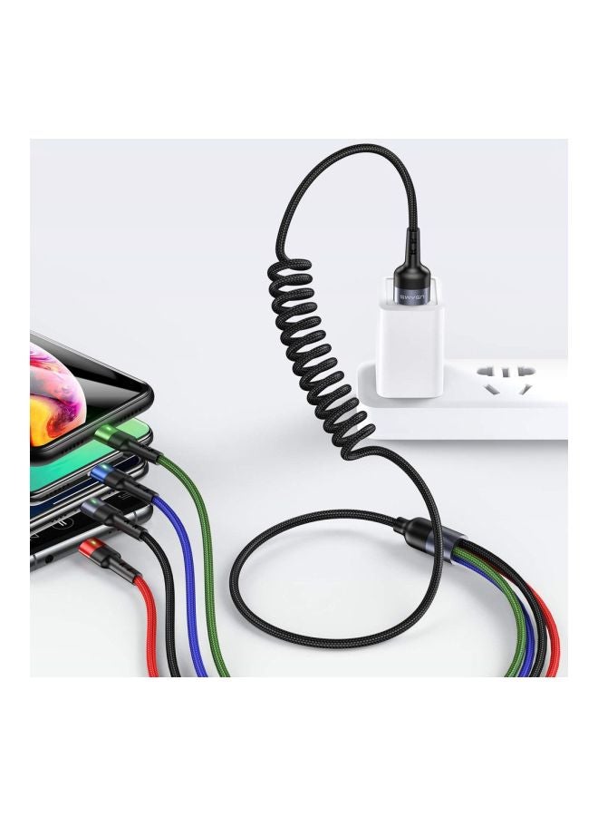 أوسامس سلك شحن سريع 4 في 1 مضفر من النايلون U26 أسود - Image 3