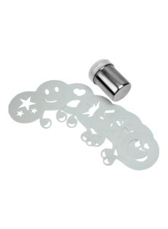 Generic 10-Piece Shaker And Coffee Decorating Stencils White/Silver 
