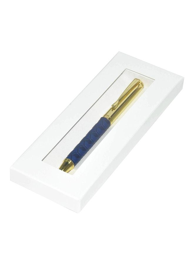 FIS Embossed Ballpoint Pen With Italian PU Wrapper And Gift Box Blue/Gold - Image 1