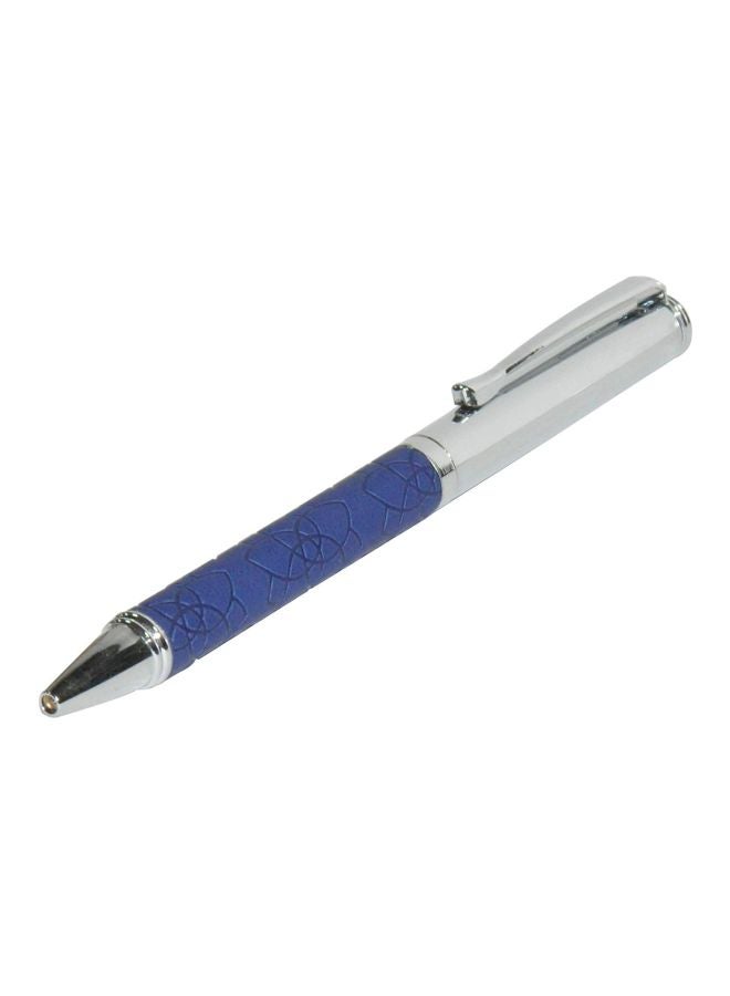 إف اي أس  قلم حبر جاف منقوش بغطاء من البولي يوريثان الإيطالي وصندوق للهدايا أزرق / فضي - Image 2