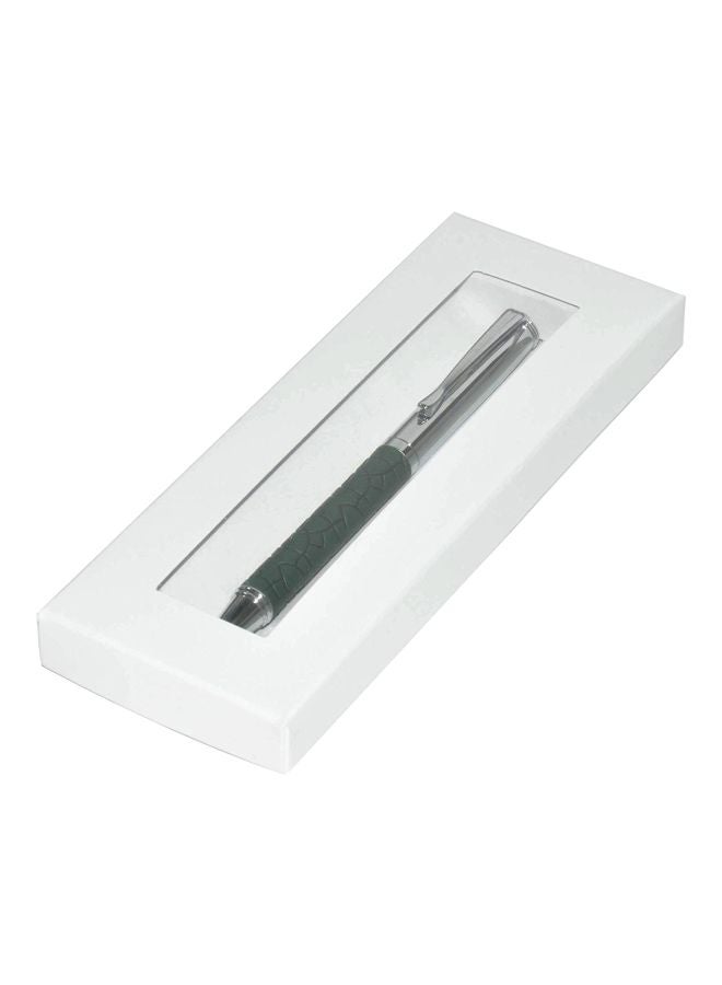 إف اي أس  قلم حبر جاف منقوش بغطاء من البولي يوريثان الإيطالي وصندوق للهدايا أخضر/فضي - Image 1