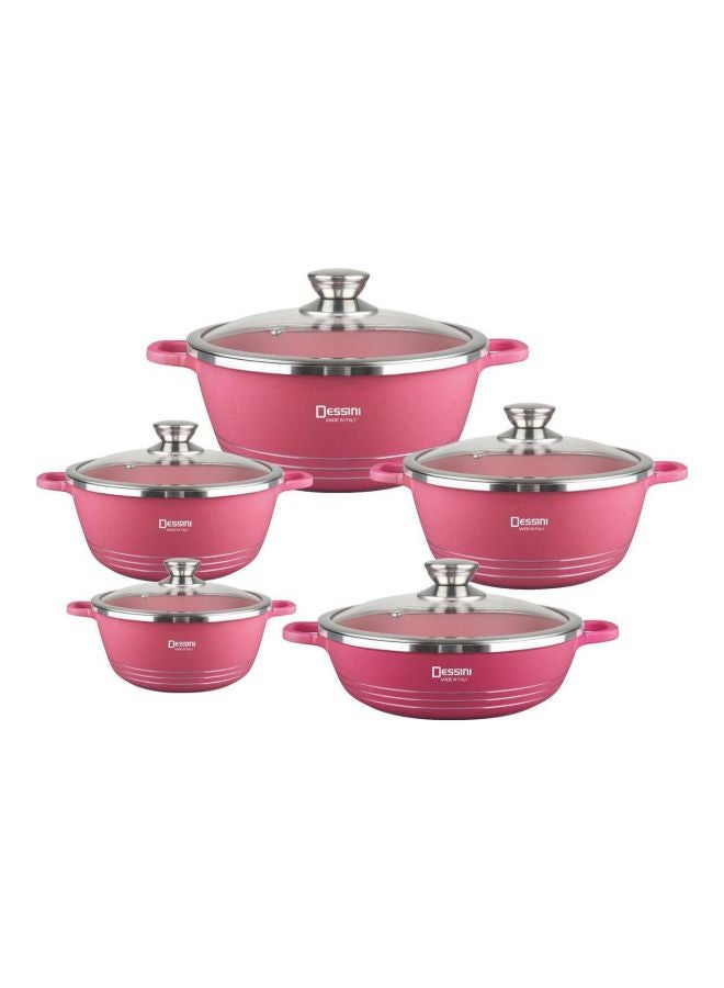 ديسيني طقم كسرولات من الجرانيت من 5 قطع الوردي/الشفاف 20 cm, 24 cm, 28 cm, 32 cm, 28 cm