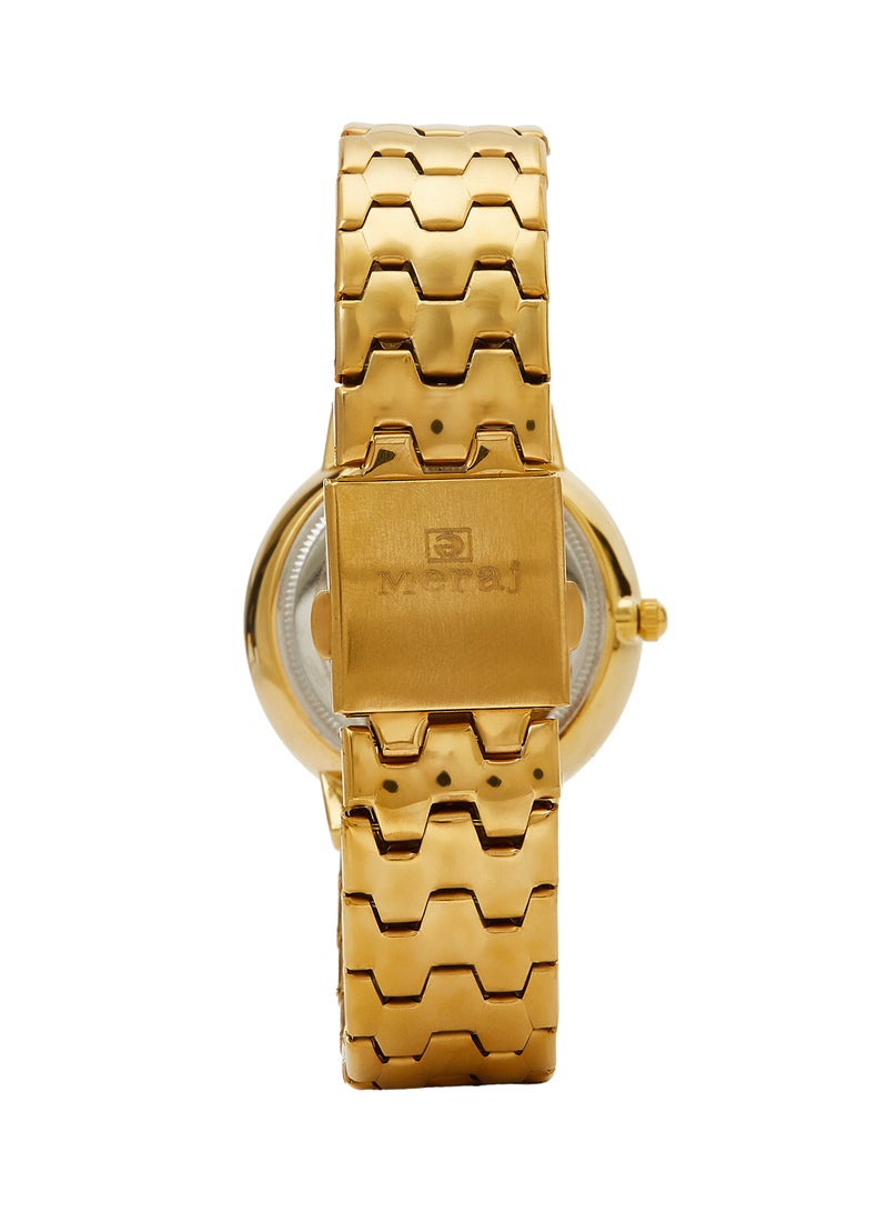 MERAJ Women's Alloy Strap Analog Wrist Watch 10056J - 40 mm - Gold - Image 3