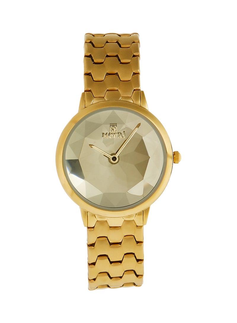 MERAJ Women's Alloy Strap Analog Wrist Watch 10056J - 40 mm - Gold - Image 1