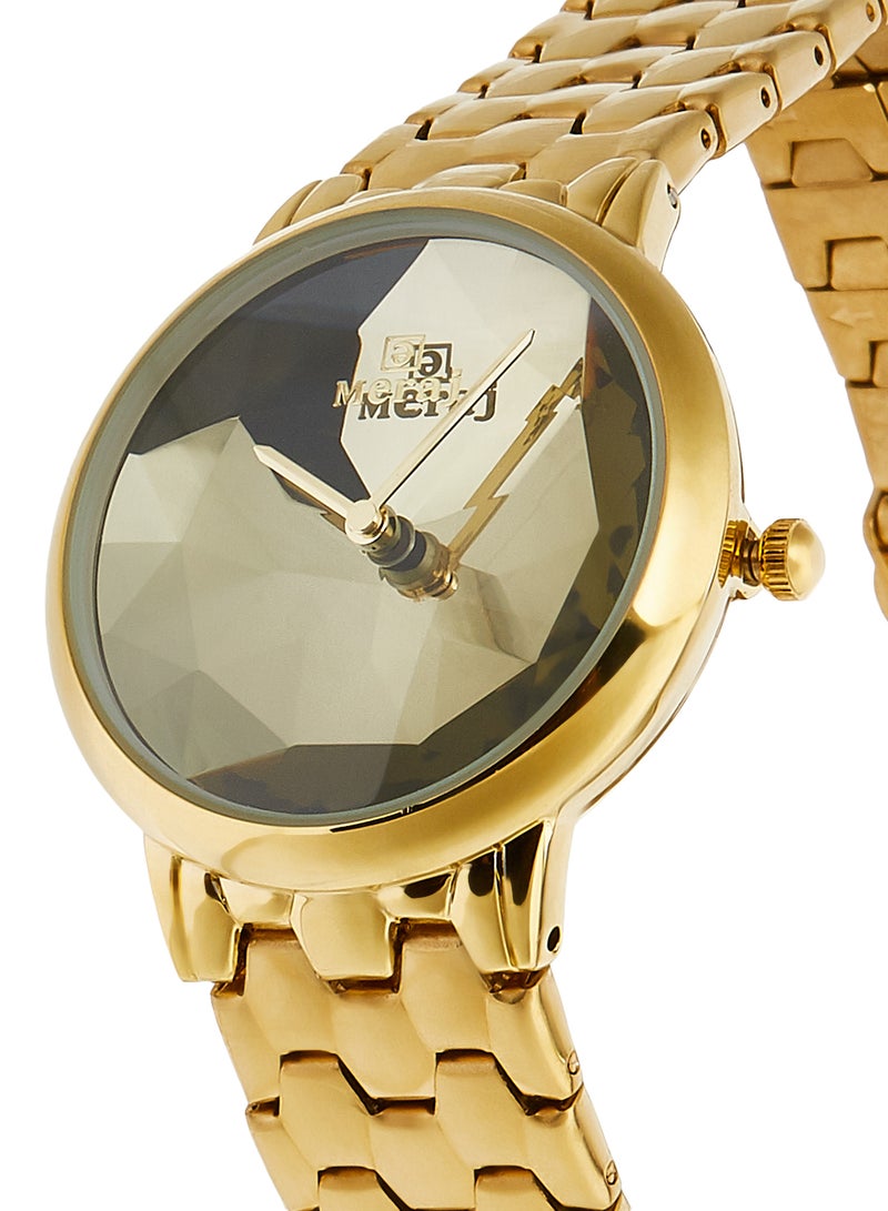 MERAJ Women's Alloy Strap Analog Wrist Watch 10056J - 40 mm - Gold - Image 2