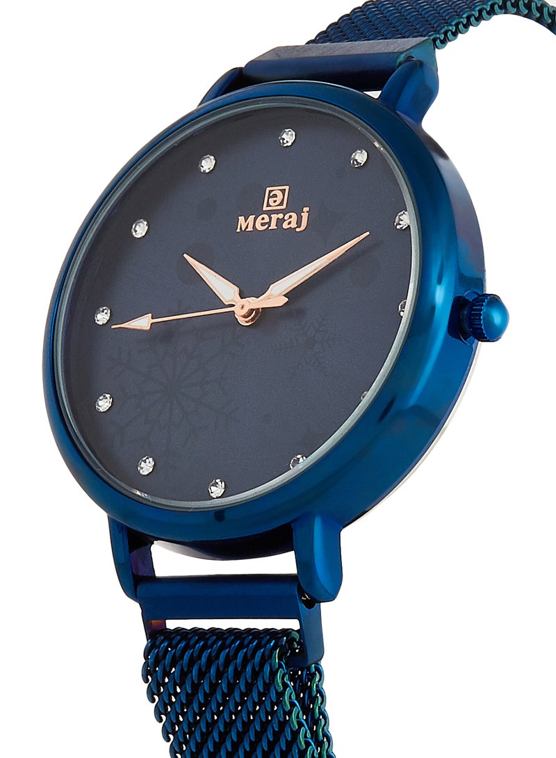 MERAJ women Alloy Strap Analog Wrist Watch 10025E - 40 mm - Blue - Image 2