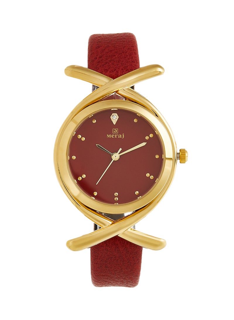 MERAJ Women's Leather Strap Analog Wrist Watch M0016B - Image 1
