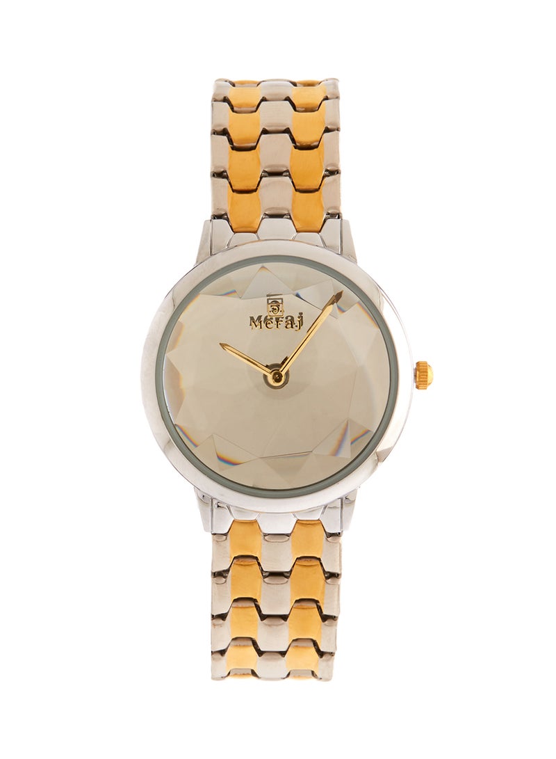 MERAJ Women's Alloy Strap Analog Wrist Watch 10056C - 40 mm - Silver/Gold - Image 1