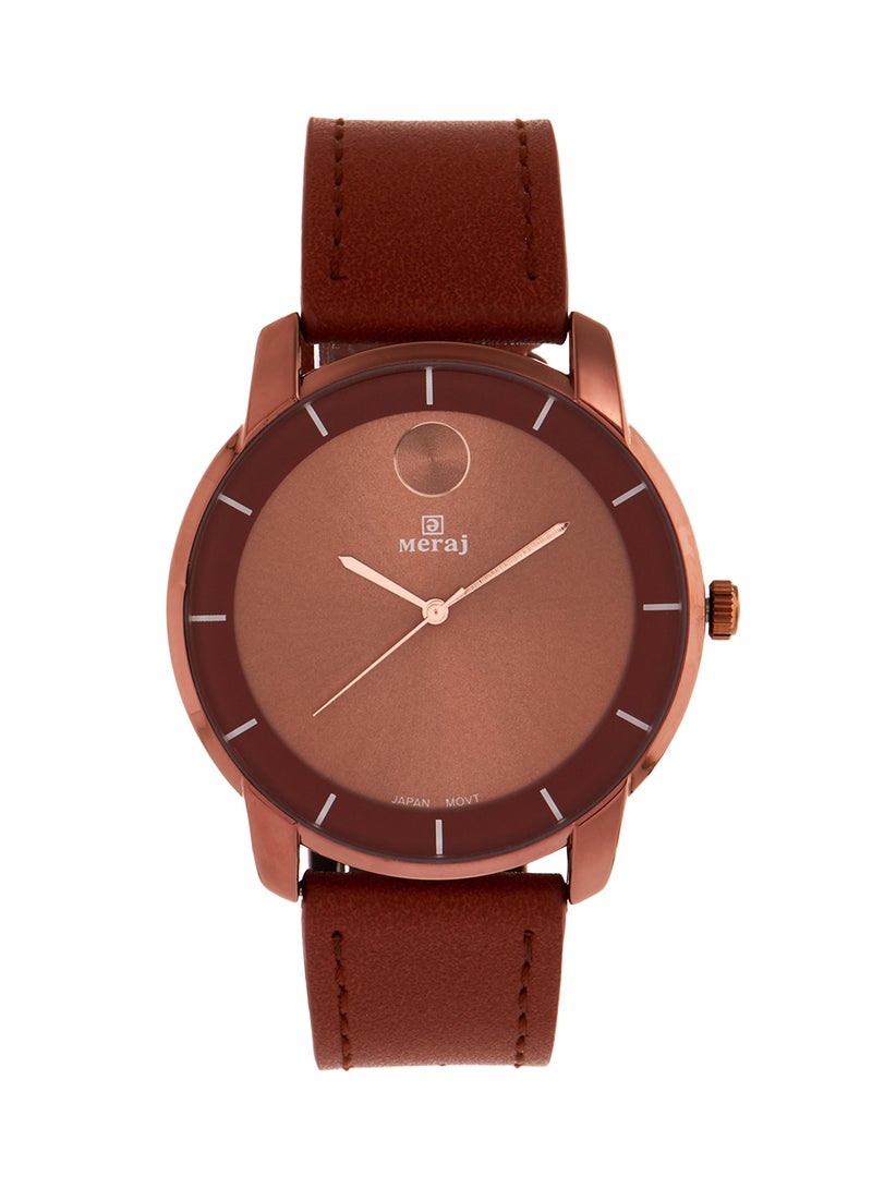 MERAJ men Leather Strap Analog Wrist Watch 10029G - Image 1