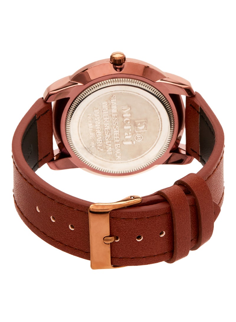 MERAJ men Leather Strap Analog Wrist Watch 10029G - Image 3