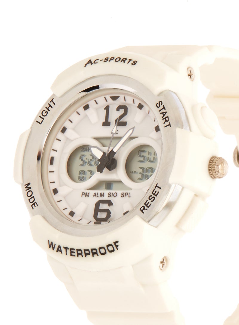 AC SPORTS Men's Leather Strap Analog Wrist Watch 2411 - 40 mm - White  - Image 2