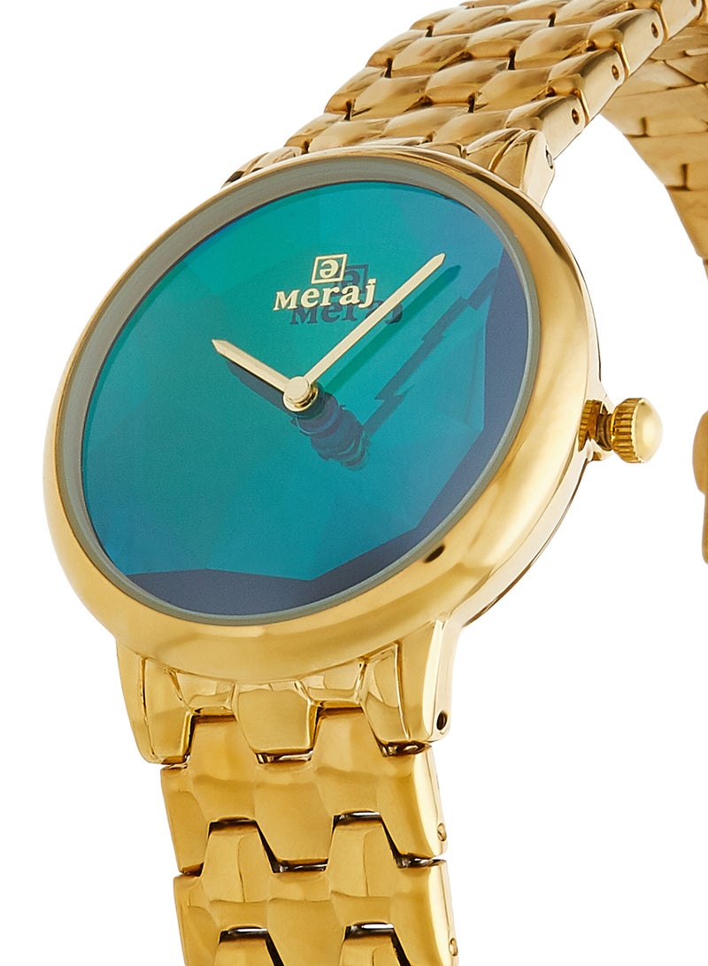 MERAJ women Alloy Strap Analog Wrist Watch 10056E - 40 mm - Gold - Image 2