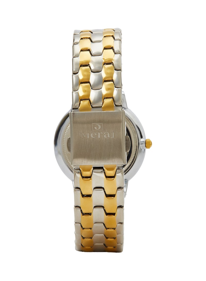 MERAJ Women's Alloy Strap Analog Wrist Watch 10056L - 40 mm - Gold/Silver - Image 3