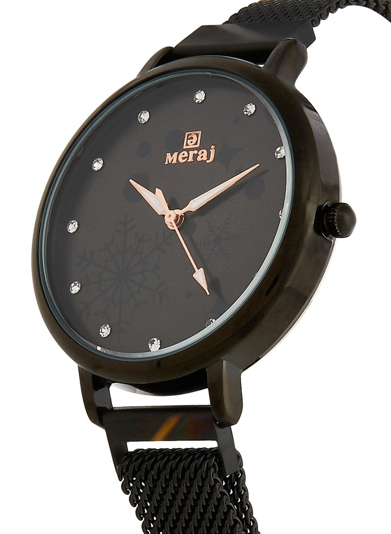 MERAJ Women's Alloy Strap Analog Wrist Watch 10025K - 40 mm - Black - Image 2