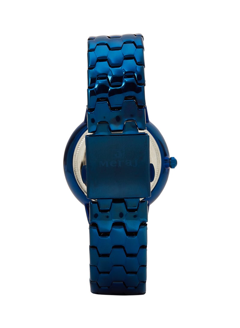 MERAJ Women's Alloy Strap Analog Wrist Watch 10056G - 40 mm - Blue - Image 3