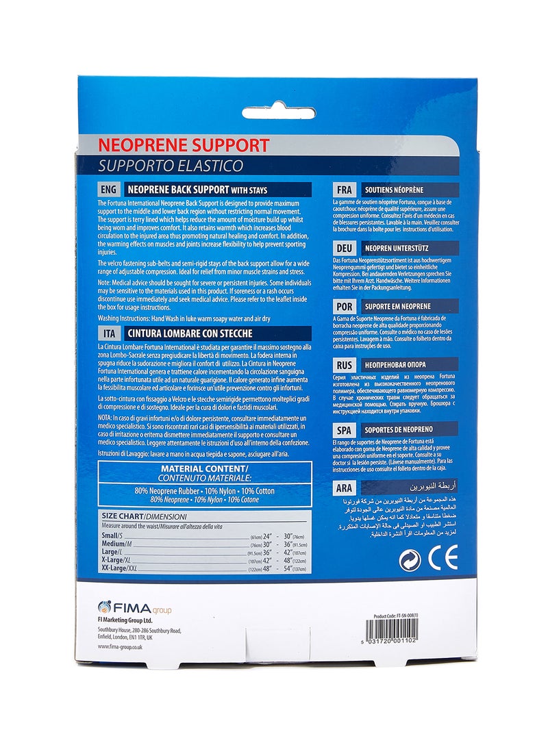 Fortuna Neoprene Range Back Support With Stay - Image 2
