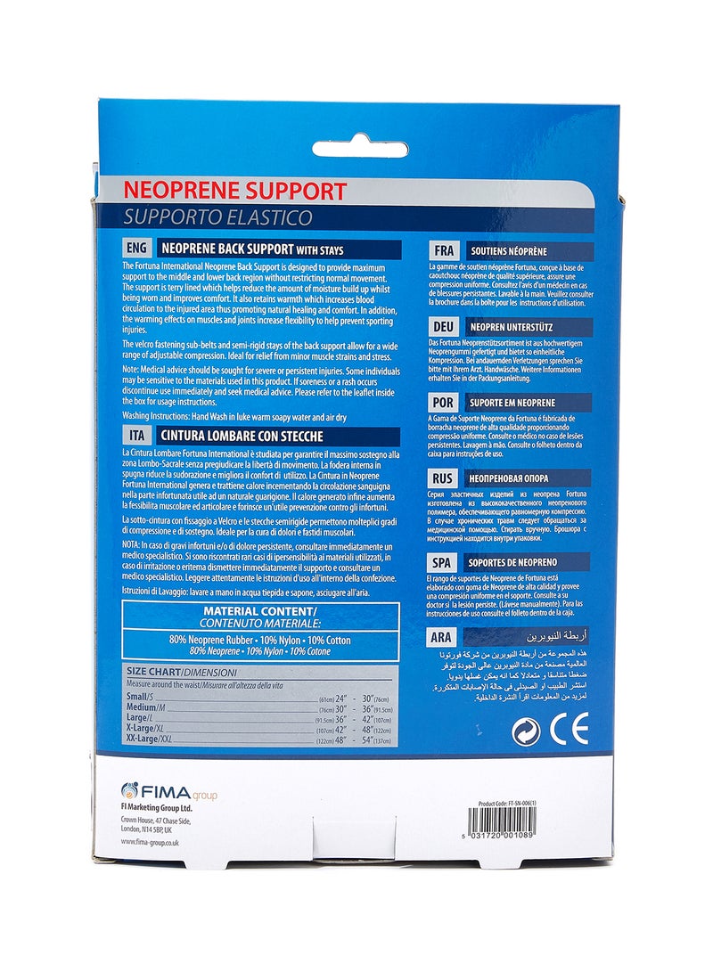 Fortuna Neoprene Range Back Support With Stay - Image 2