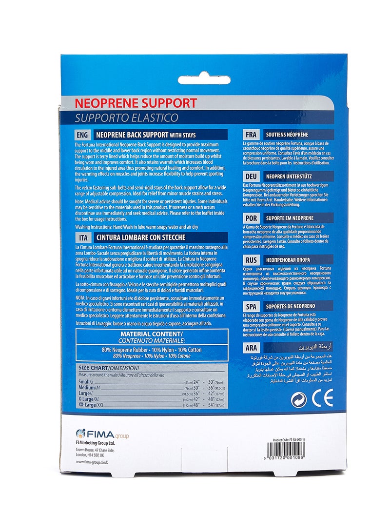 Fortuna Neoprene Range Back Support With Stay - Image 2