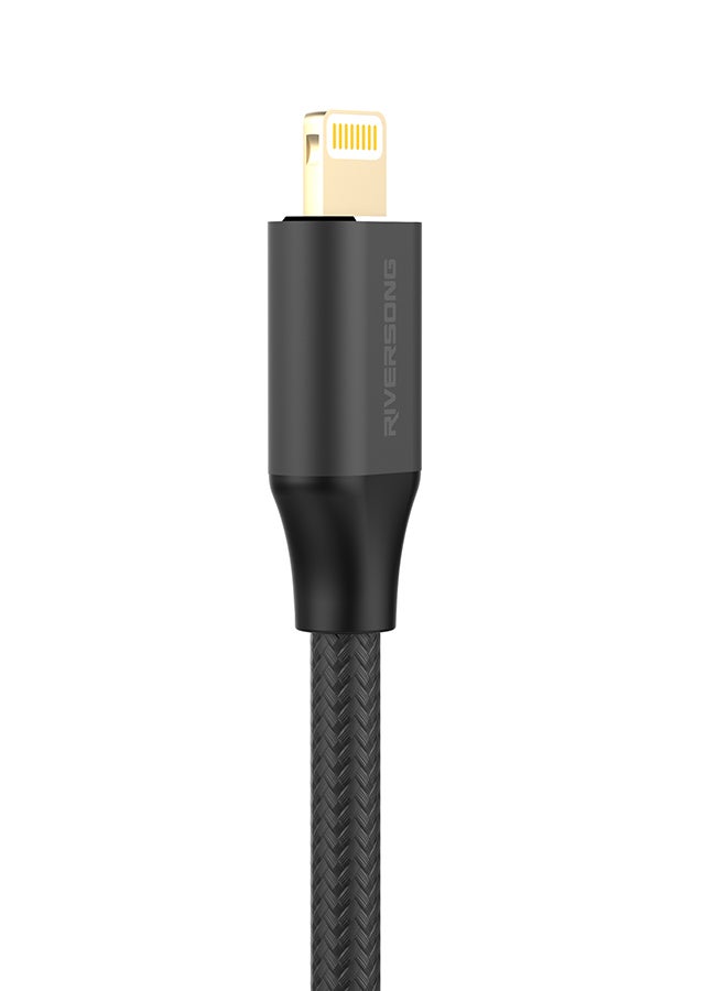 RIVERSONG - Hercules Ultra Strong Kevlar Cable - Lightning 1 metre Black - Image 1