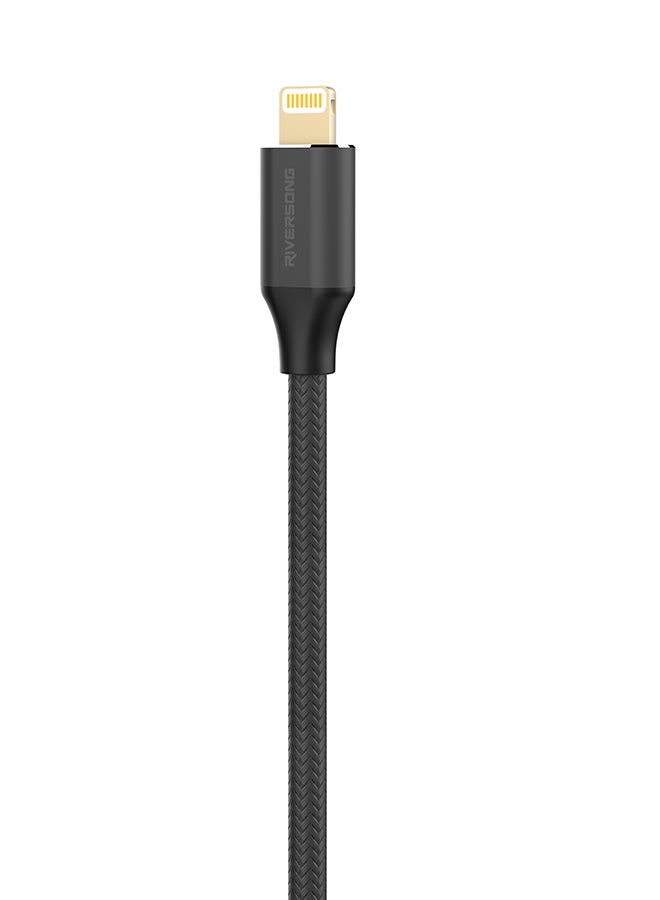 RIVERSONG - Hercules Ultra Strong Kevlar Cable - Lightning 1 metre Black - Image 1
