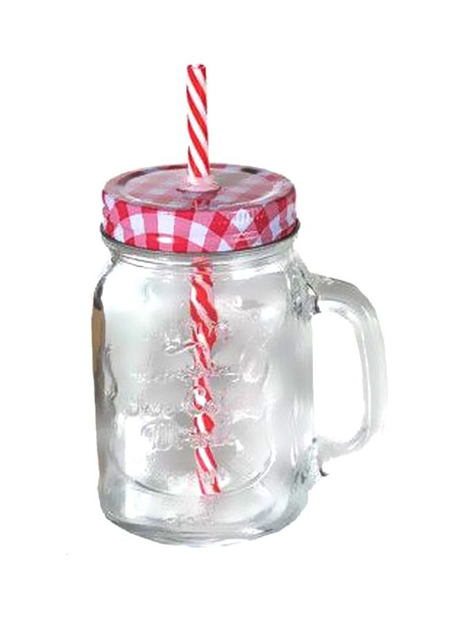 Glass Drinkware With Straw Clear 9.5x7x19ml