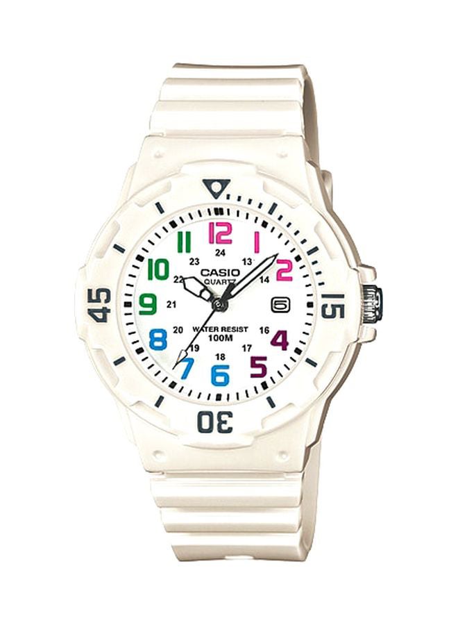 كاسيو ساعة يد بعقارب مقاومة للماء طراز LRW-200H-7BVDF - مقاس 39 مم - لون أبيض للنساء
