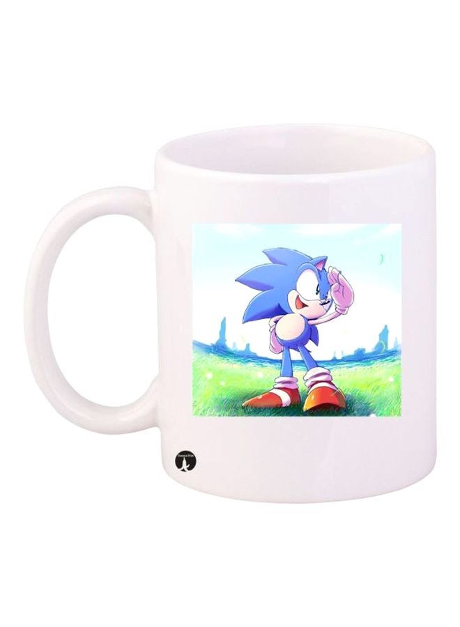 قدح مطبوع بلعبة Sonic أبيض/أزرق/أخضر