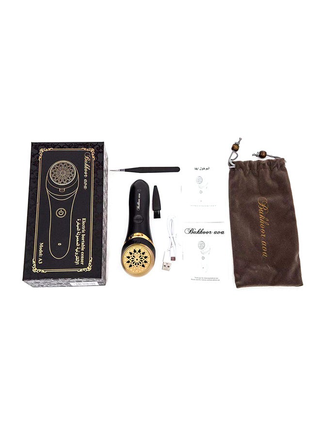 كروني جهاز لحرق البخور صغير وقابل للطي ومزود بمنفذ USB أسود/ذهبي 6.3x1.97بوصة - Image 3