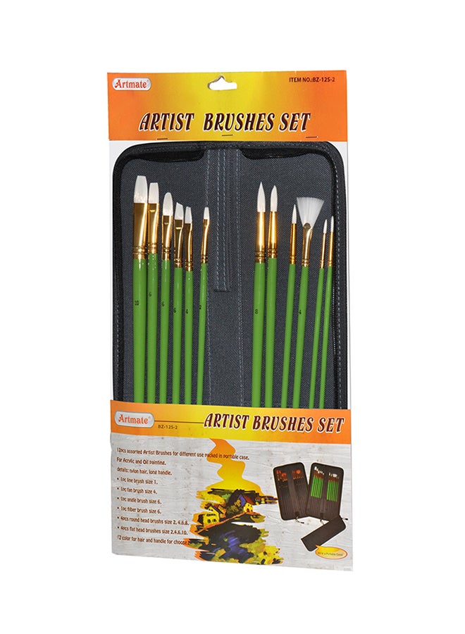 آرتمايت طقم فرش رسم آرت مايت مكون من 12 قطعة يحتوي على 6 فرش مستديرة و6 فرش مسطحة مع حافظة للحمل متعدد الألوان - Image 4