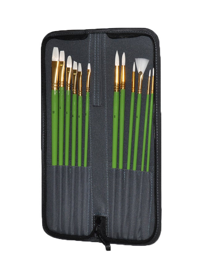 آرتمايت طقم فرش رسم آرت مايت مكون من 12 قطعة يحتوي على 6 فرش مستديرة و6 فرش مسطحة مع حافظة للحمل متعدد الألوان - Image 2