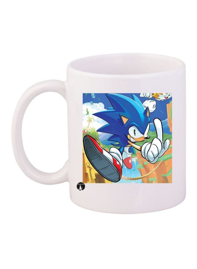 Sonic Printed Coffee Mug White/Blue/Green