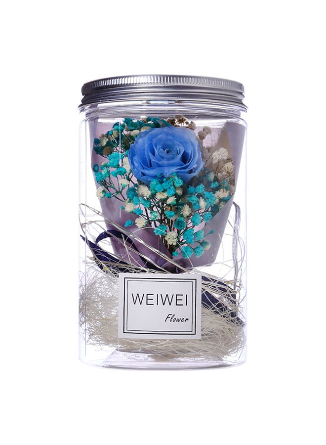 Eternal Rose Dried Gypsophila Flower Bottle Night Light Home Decor Blue 15.60x8.80x8.80cm  - Image 1