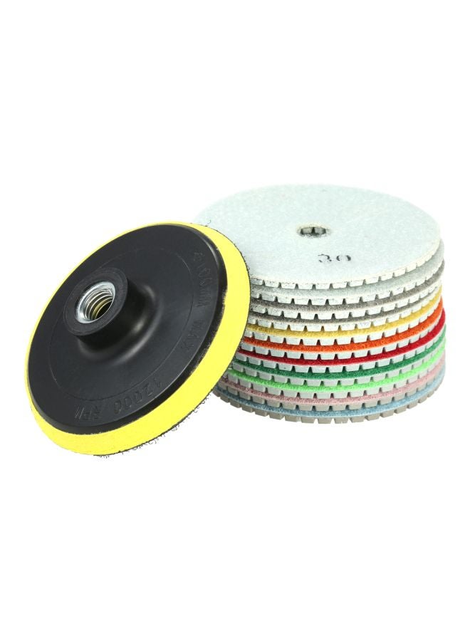 Generic 11-Piece Diamond Wet Polishing Pads With Backing Pad Yellow/Green/Red 4inch 