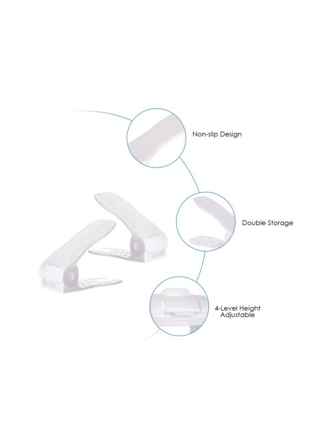2-Piece Adjustable Shoe Slots Organizer White 8x23.5cm  - Image 3