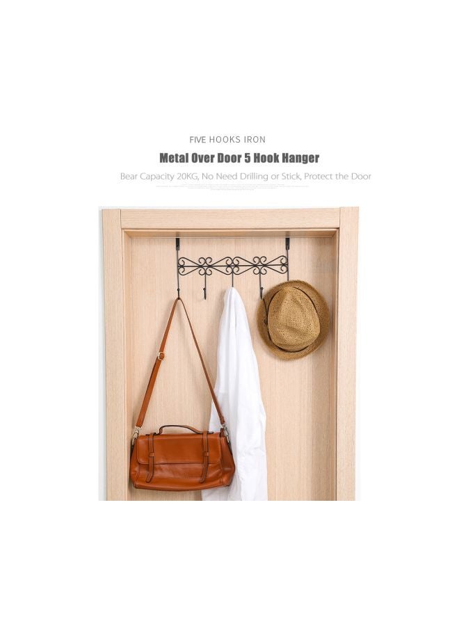 5-In-1 Wall Mount Hook Rack Black 38.5x5x24cm - Image 4