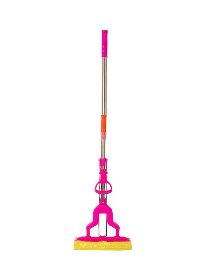 PVA Sponge Mop With Telescopic Pole Pink/Silver/Yellow 63x7x18cm - Image 1